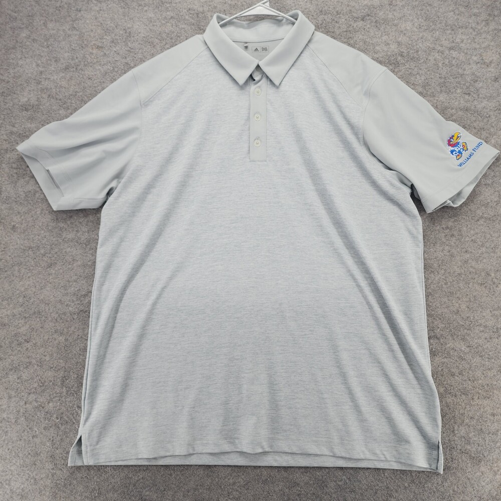 Adidas Golf Polo Shirt Mens XL Kansas Jayhawks Pure Motion